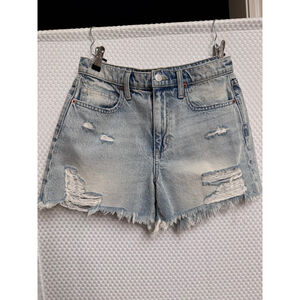 Sneak Peek High Rise Distressed Denim Shorts 11/30